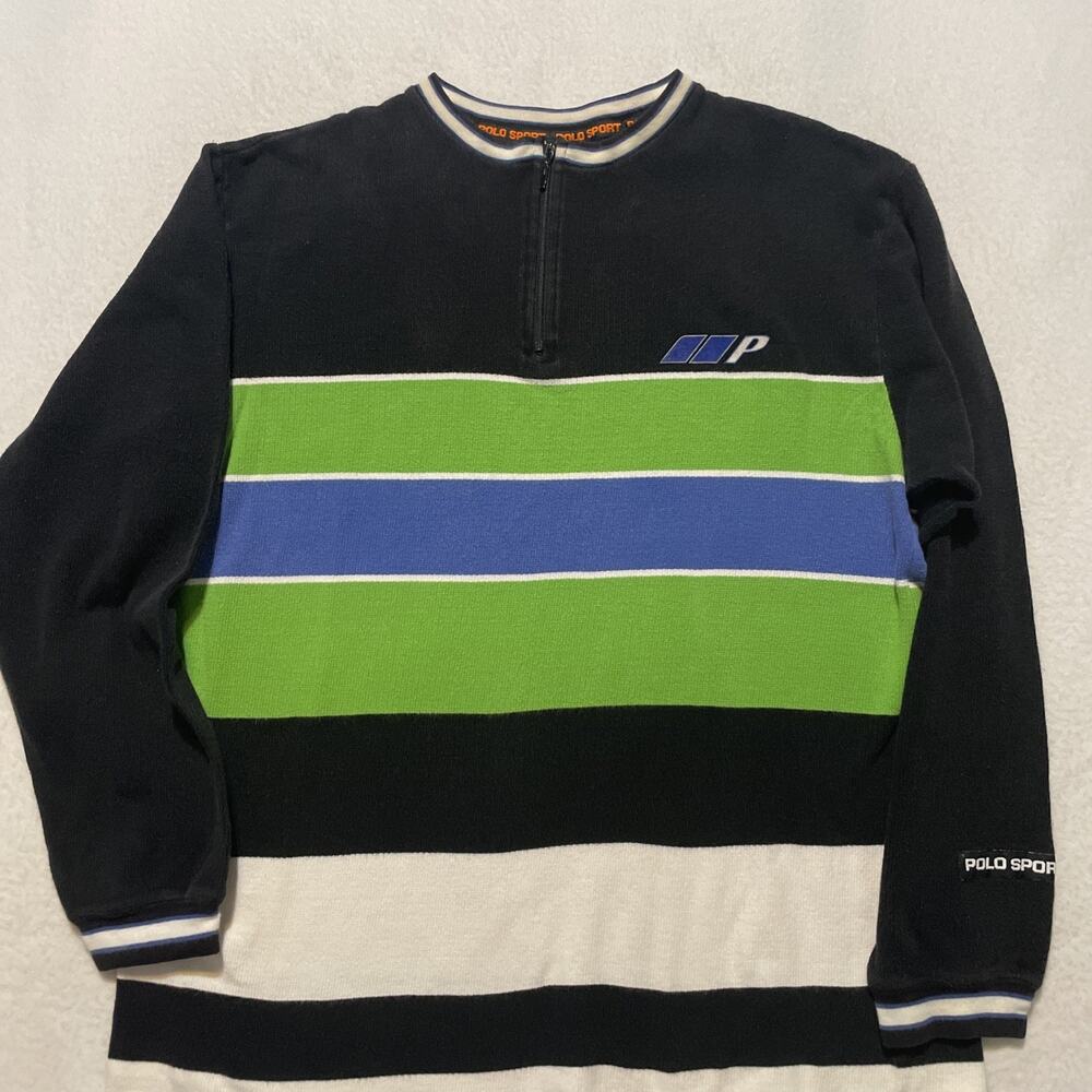 Vintage Ralph Lauren Polo Sport 1/4 Zip Sweatshirt Color Block 90’s Y2K Medium